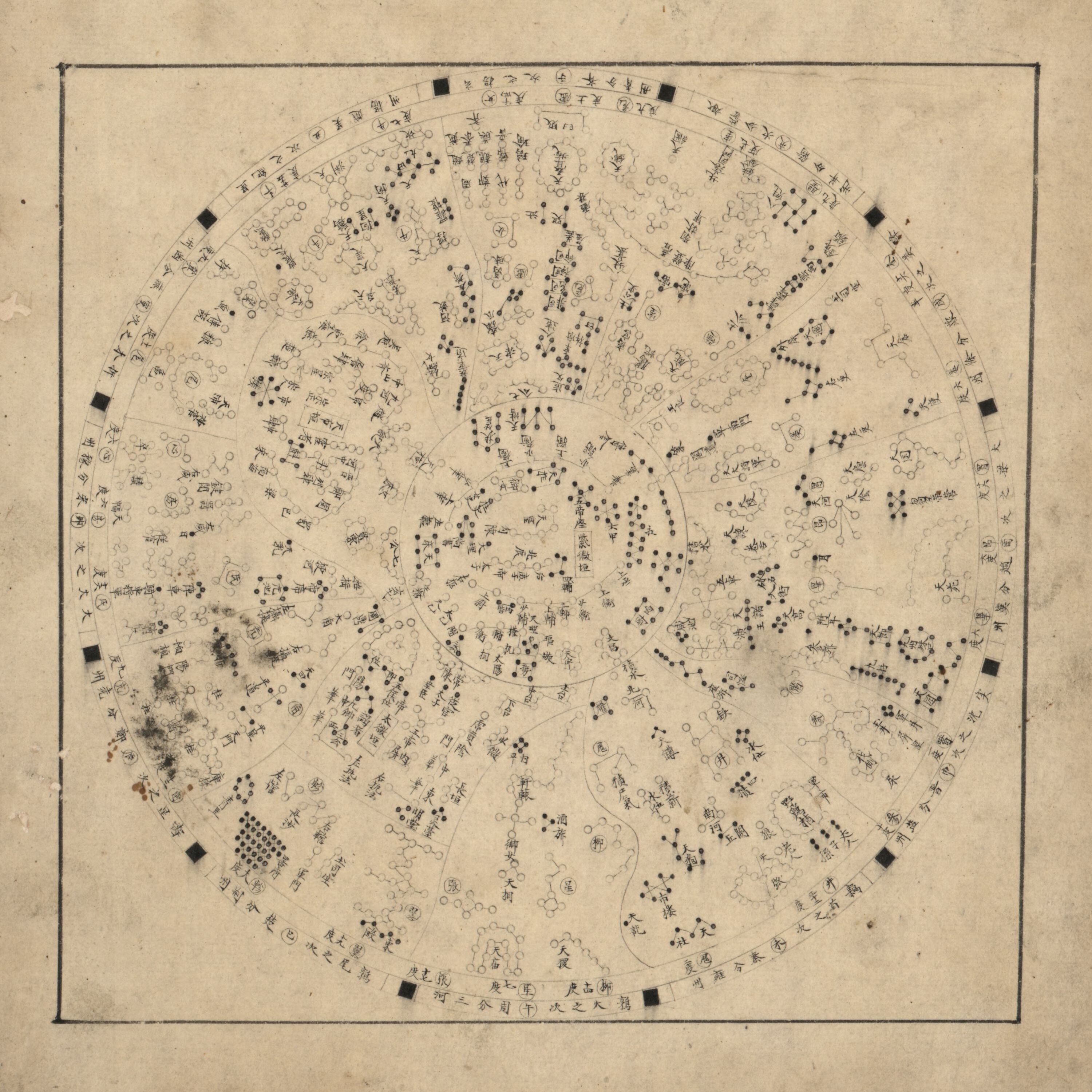 中国古代星野图，记录星宿与天区关系